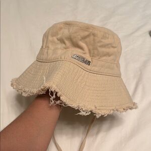 Jacquemus Cream Distressed Bucket Hat
